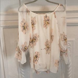 Flower loose white blouse
